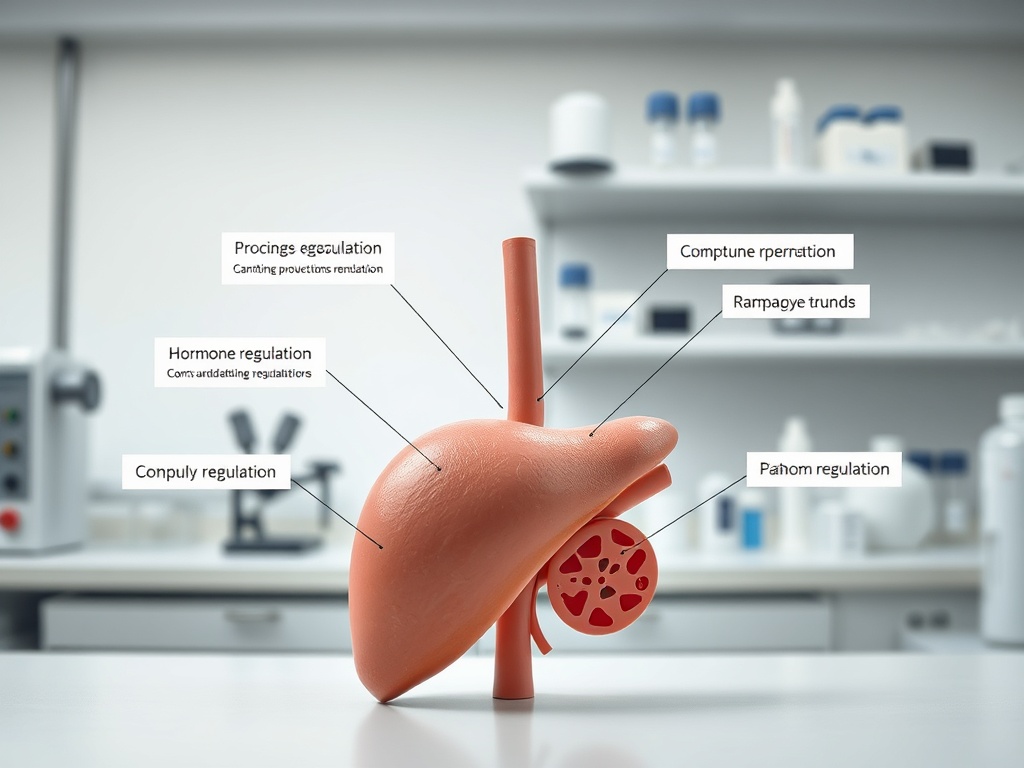 Анатомическая модель легкого с указанием различных регуляций и функций на исследовательском столе.
